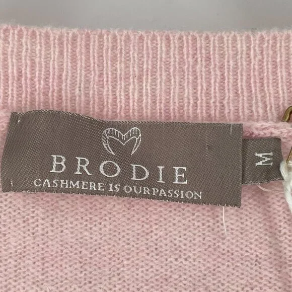 NWT Brodie Cashmere Hill Pink Rainbow Stripe Long Sleeve Pullover Crew Sweater M - Picture 7 of 10